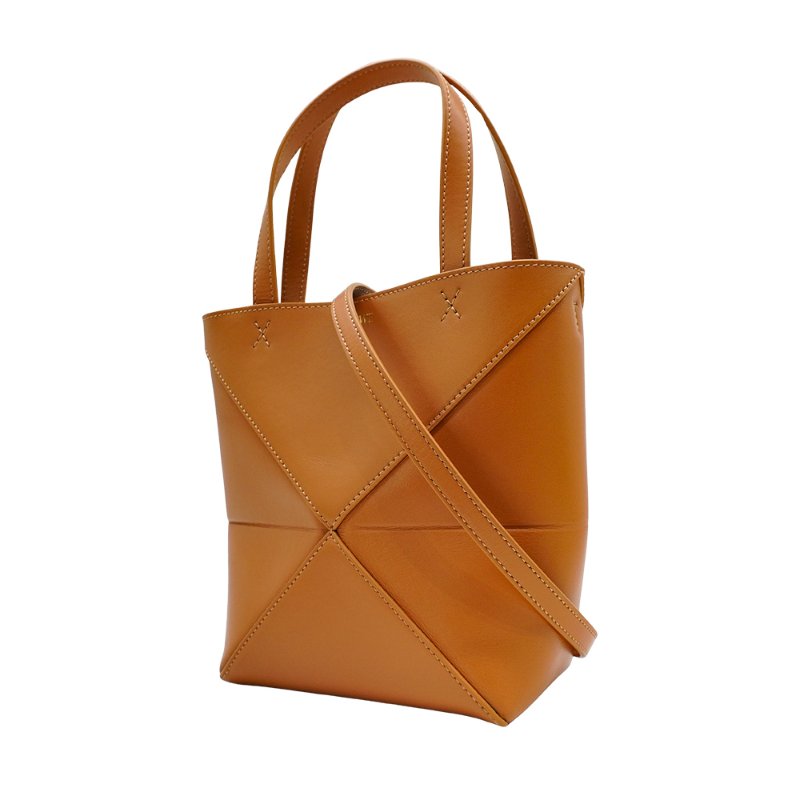 Loewe Mini Puzzle Fold 小牛皮迷你兩用包(沙漠棕)-1