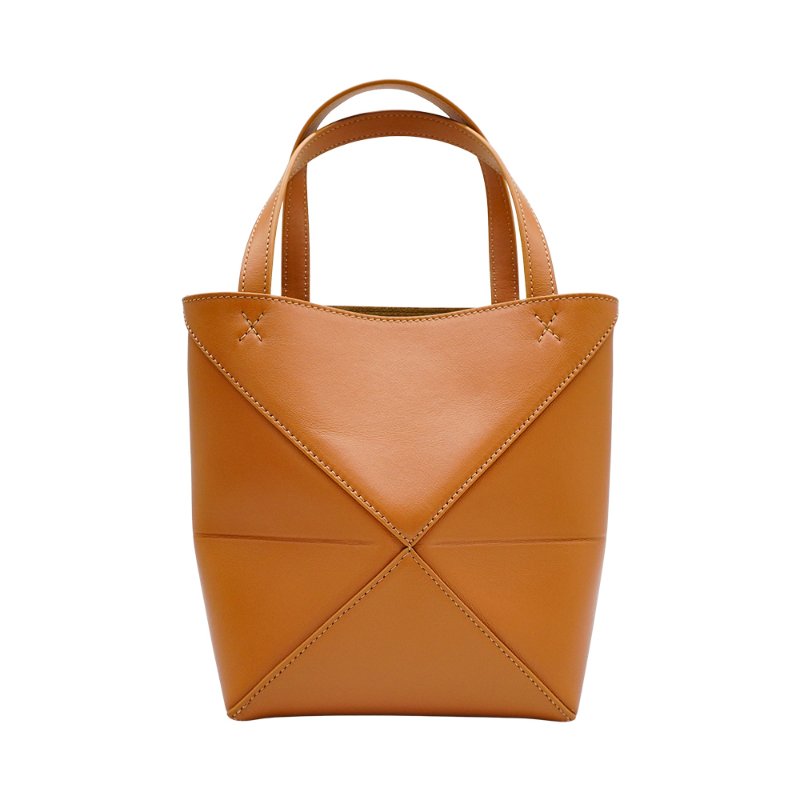 Loewe Mini Puzzle Fold 小牛皮迷你兩用包(沙漠棕)-2