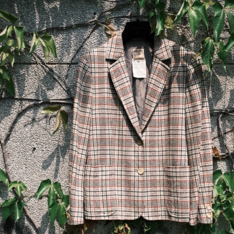 CELINE 1980S Céline Vipianag設計  經典格紋羊毛西裝外套  EU40 📌 含有Legit 真品鑑定書