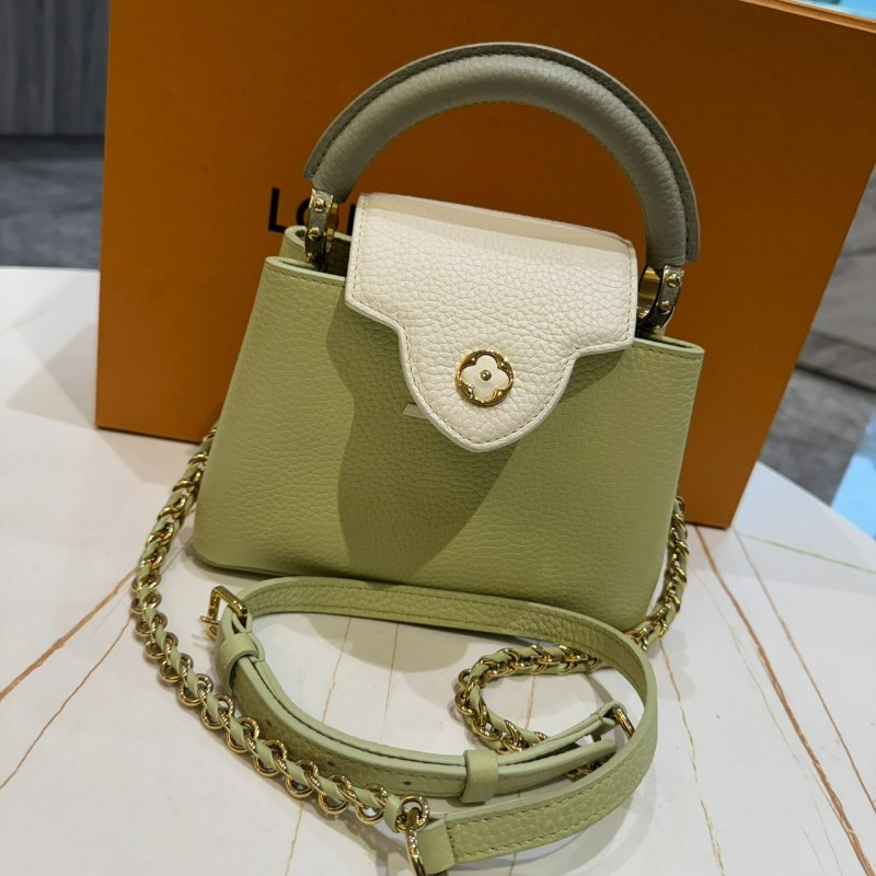 *SHIHNA名牌精品* LV Capucines Mini 黃白拼色肩背包-1