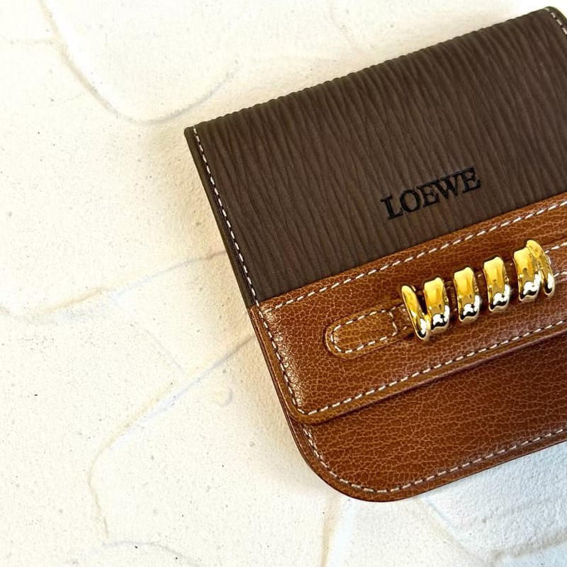 絕版古董包 Loewe 蛇骨拼色短夾 錢包 零錢包 口金包 中古二手包-3
