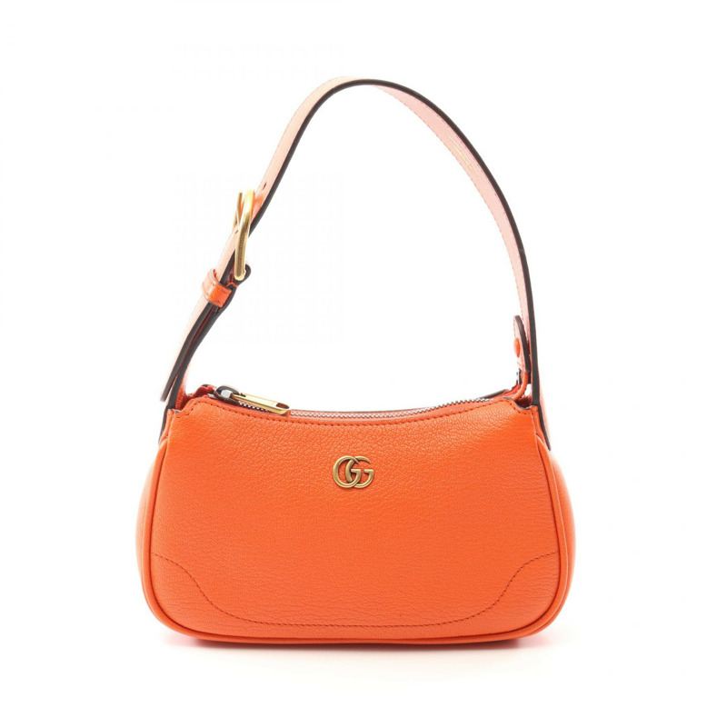 GUCCI Aphrodite GG Marmont 迷你手提包 739076 皮革 橙色 二手 女士-0