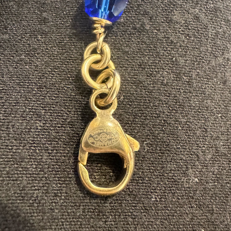 Chanel珍珠+藍彩珠雙C項鏈-9