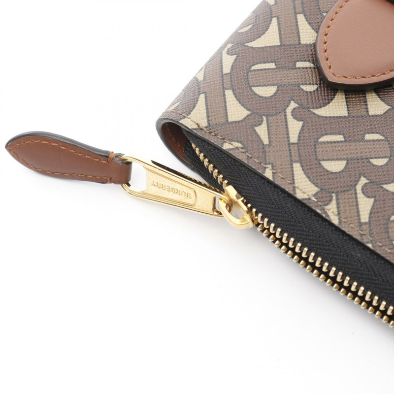 BURBERRY TB Monogram Business 手拿包 8023035 帆布皮革 米棕色 二手-7