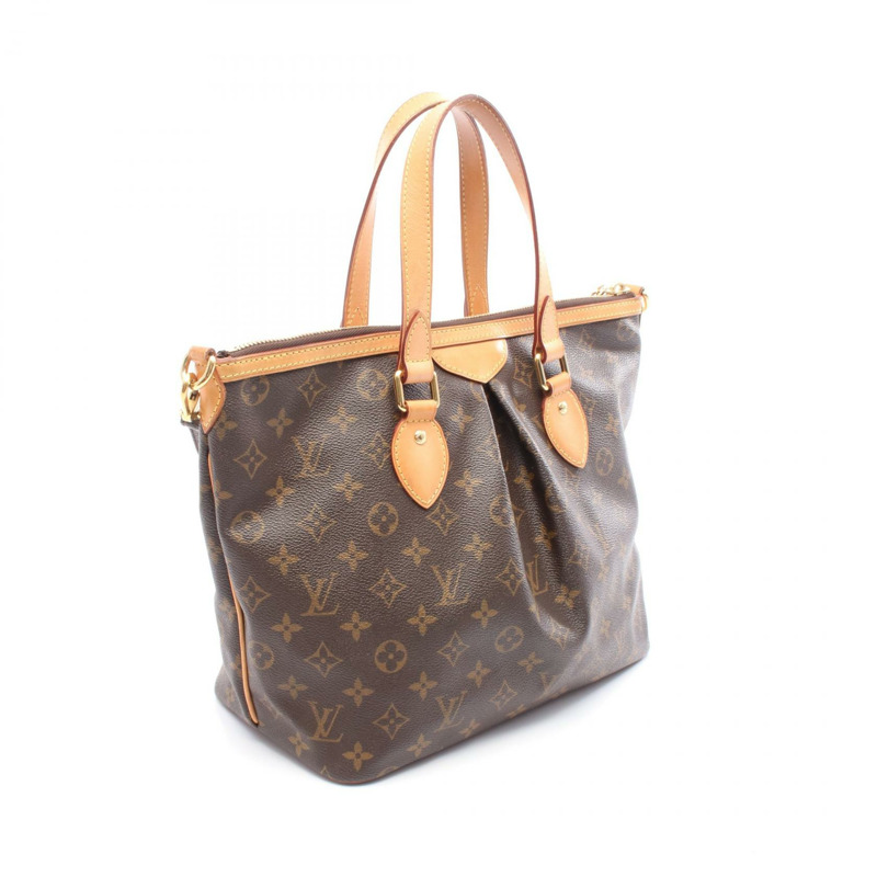 LOUIS VUITTON Palermo PM Monogram 手提包 M40145 PVC 塗層帆布皮革棕色二手女士-1