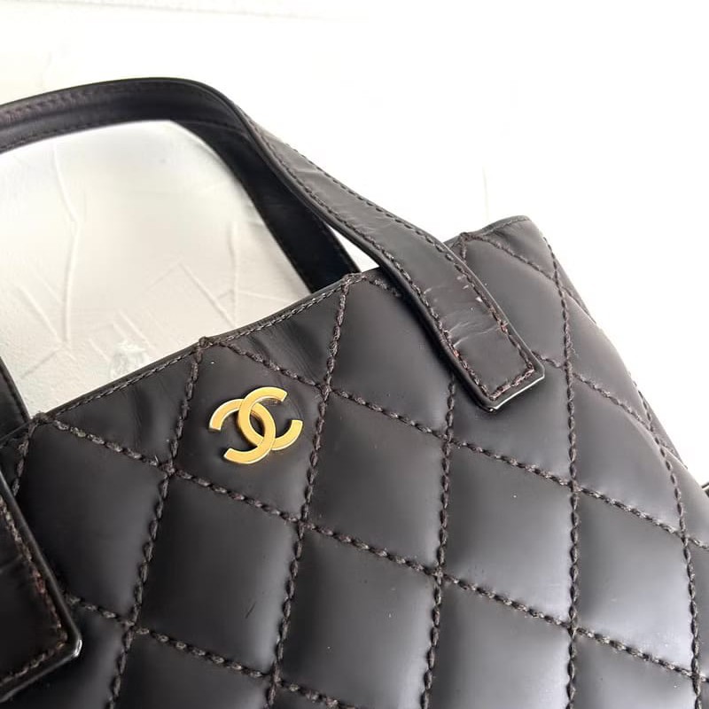 【LA LUNE】絕版古董包 Chanel Vivian深咖啡色托特包 側背包 單肩包 中古-6