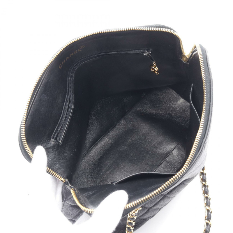 CHANEL Matelasse 鏈條托特包單肩包小牛皮皮革黑色二手 GHW 女士-2