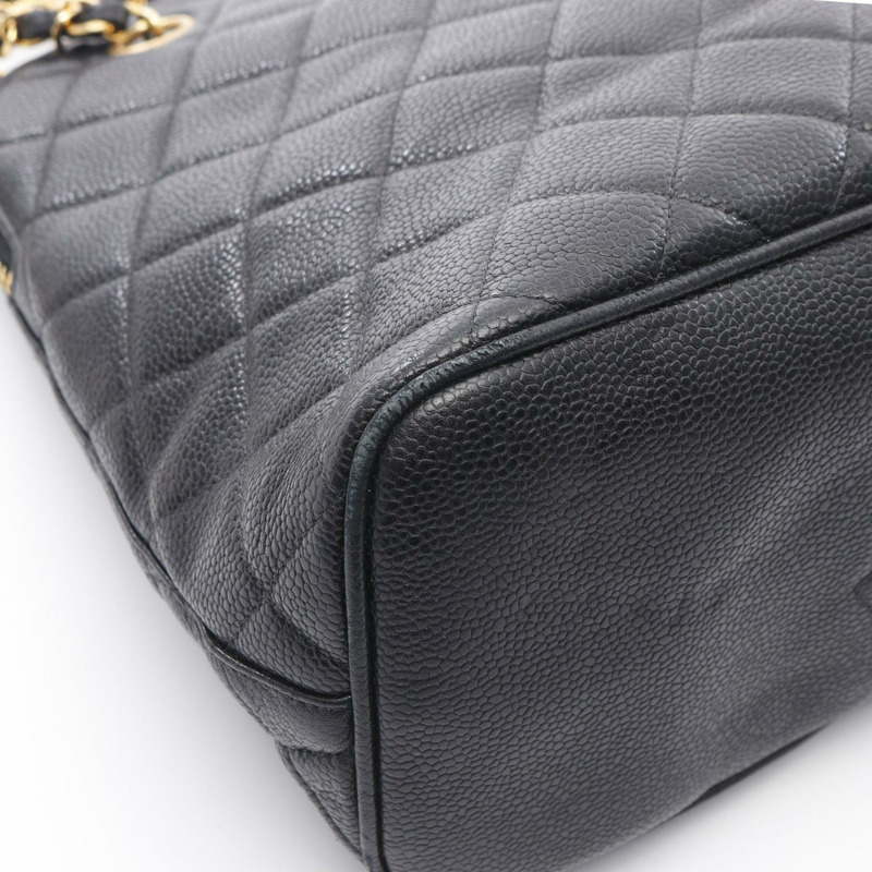 CHANEL Matelasse 鏈條托特包單肩包小牛皮皮革黑色二手 GHW 女士-6