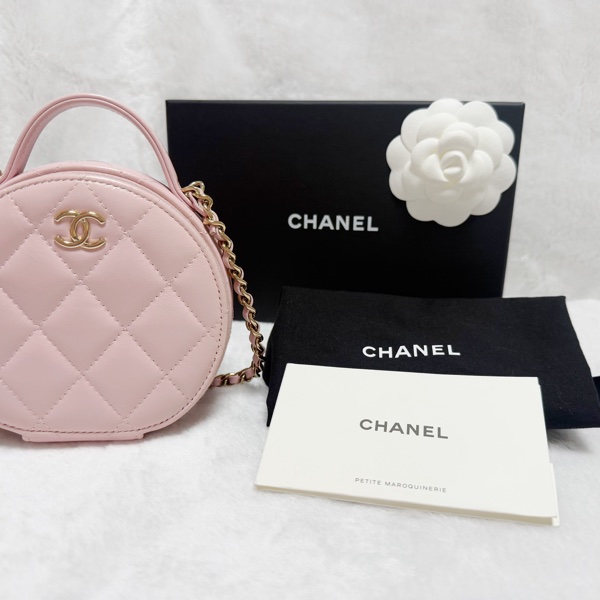 全配99新Chanel香奈兒鏈包 小廢包 櫻花粉鏈包 裝可愛包包 鏈條包 菱格紋包-9