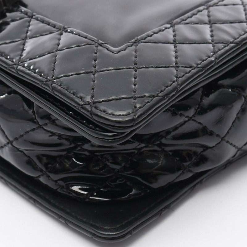 CHANEL Boy Chanel 斜背包 鏈條單肩包 漆皮 黑色 SHW 二手-5