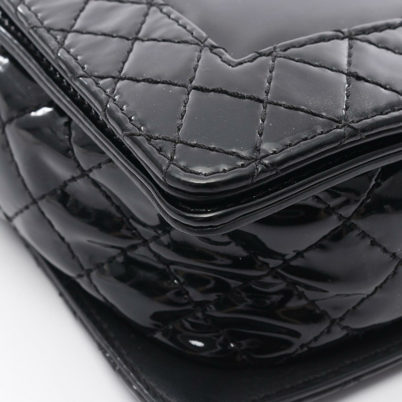 CHANEL Boy Chanel 斜背包 鏈條單肩包 漆皮 黑色 SHW 二手-6