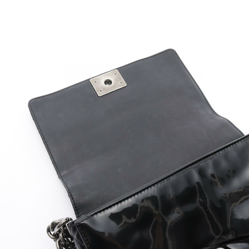 CHANEL Boy Chanel 斜背包 鏈條單肩包 漆皮 黑色 SHW 二手-8