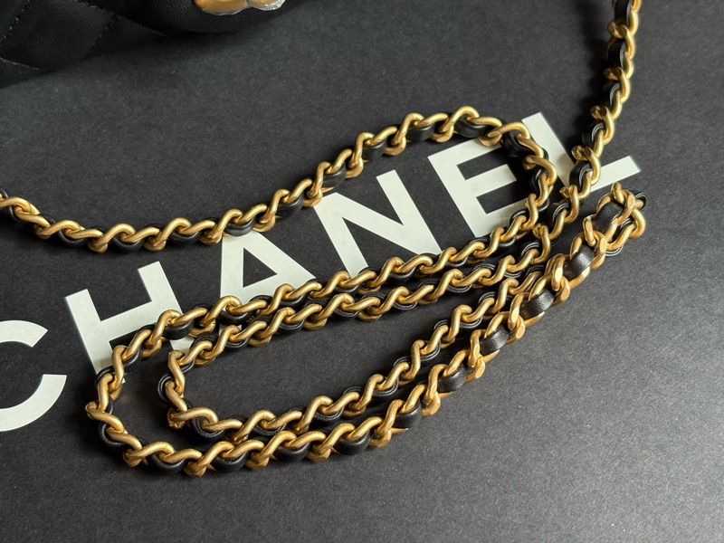 全新 25A香奈兒 Chanel 黑色 金球方胖 / 方胖 金球-21