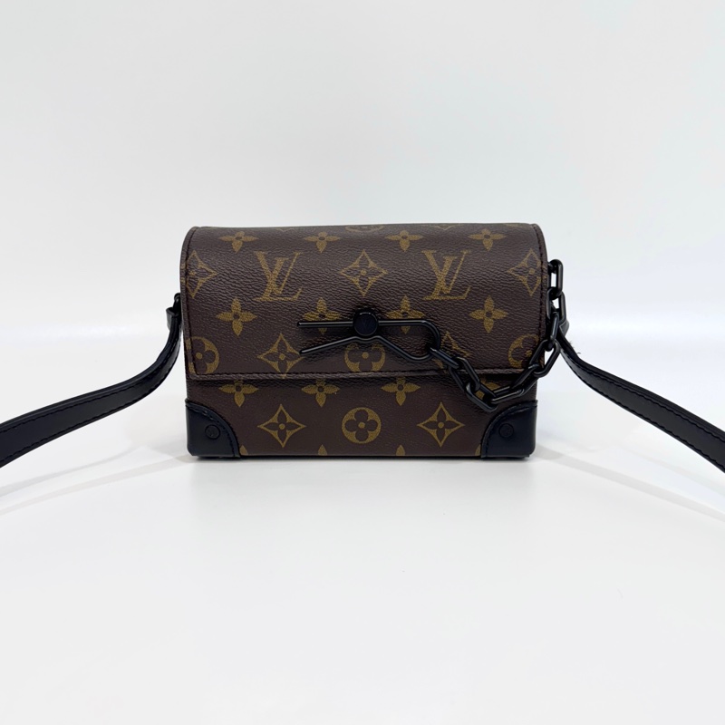 LV原花拚牛皮Steamer插釦斜背包M83613-1