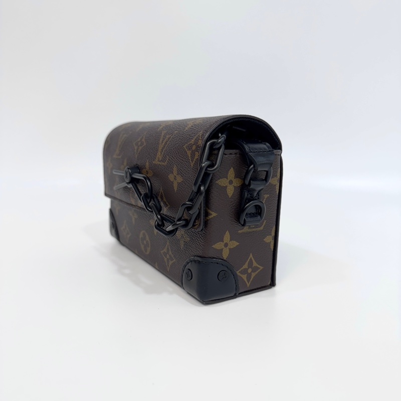 LV原花拚牛皮Steamer插釦斜背包M83613-2