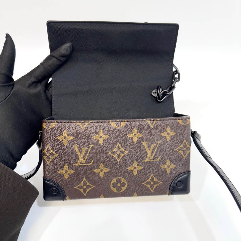 LV原花拚牛皮Steamer插釦斜背包M83613-8