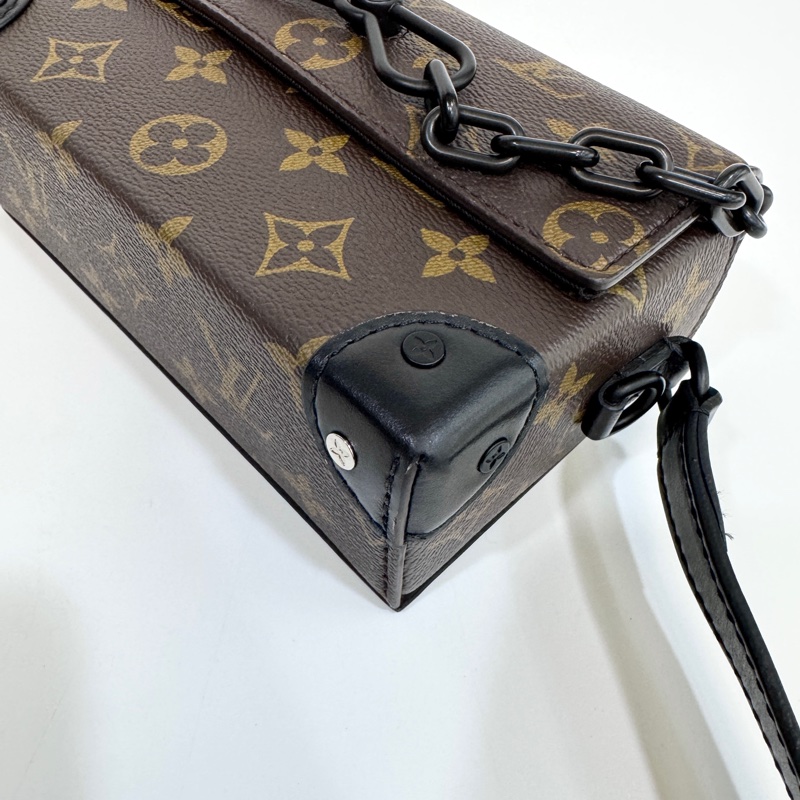 LV原花拚牛皮Steamer插釦斜背包M83613-9