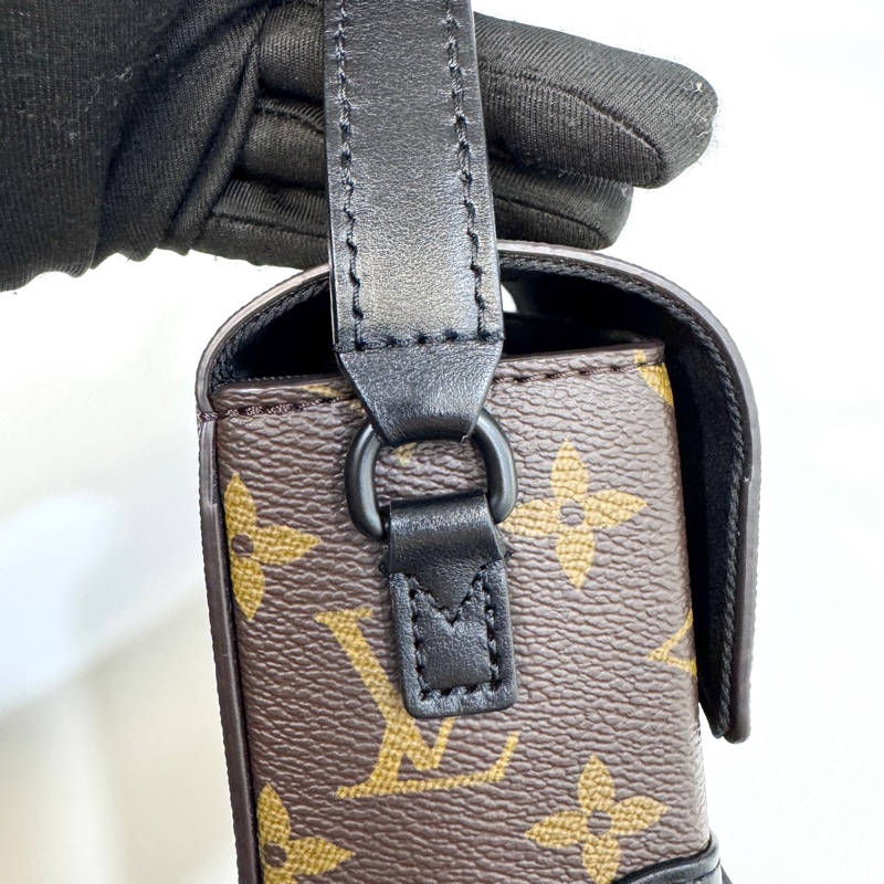 LV原花拚牛皮Steamer插釦斜背包M83613-14