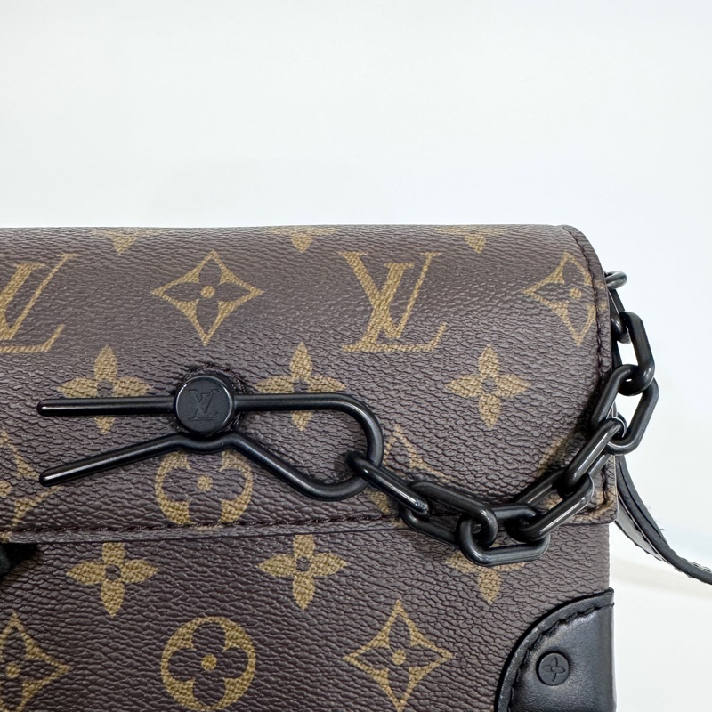 LV原花拚牛皮Steamer插釦斜背包M83613-15