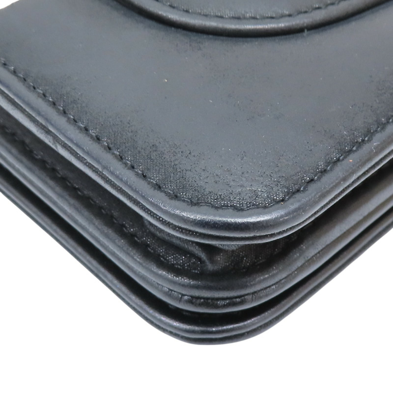 金色荔枝紋牛皮 黑色羊皮 鍊帶 WOC 肩背包 無卡-12