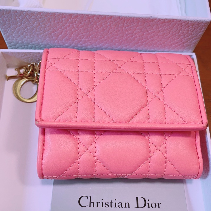 日本限定 Lady Dior Lotus 銀包 粉色-0
