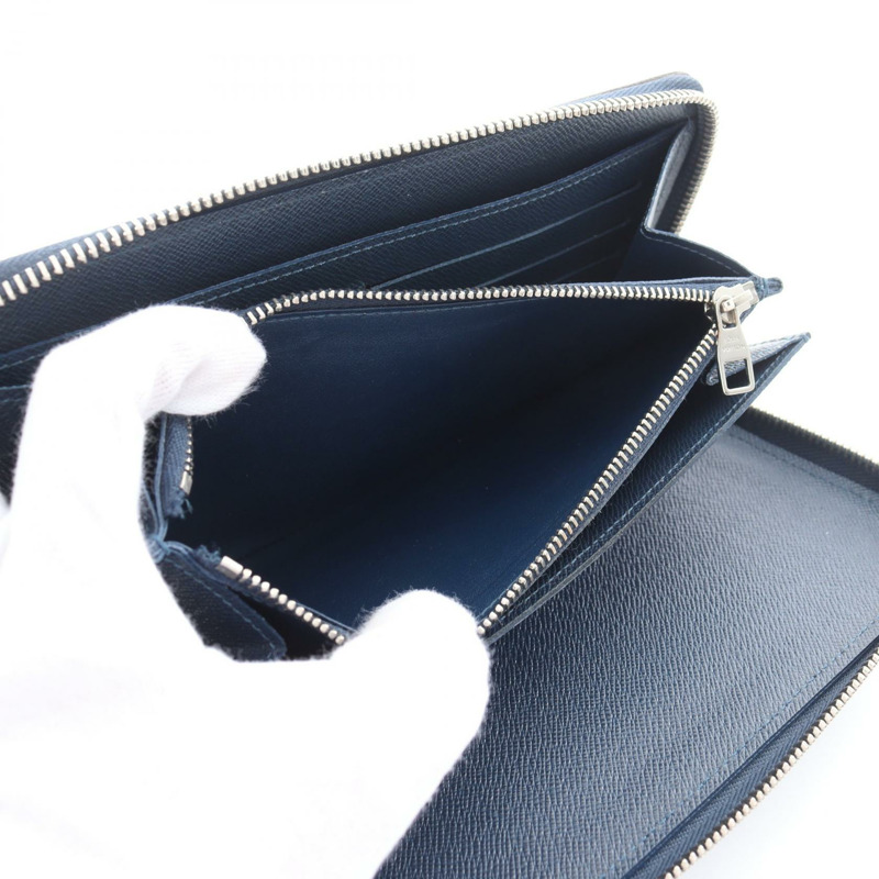 LOUIS VUITTON Zippy Organizer Around 長皮夾 M30515 Taiga 皮革 海軍藍 二手-3