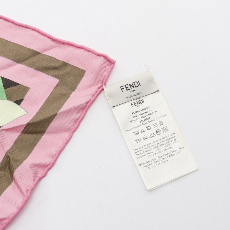 FENDI 圍巾 FXT091 絲綢 綠色 多色 二手 女士-3