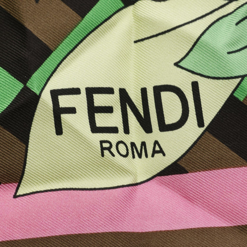 FENDI 圍巾 FXT091 絲綢 綠色 多色 二手 女士-5