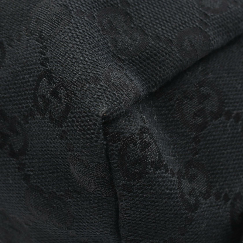 GUCCI GG帆布手提包 124542 帆布皮革黑色二手女士-5