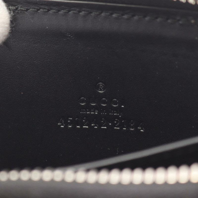 GUCCI GG Supreme 圓形皮夾 451242 帆布皮革 米色 黑色 二手 女士-3