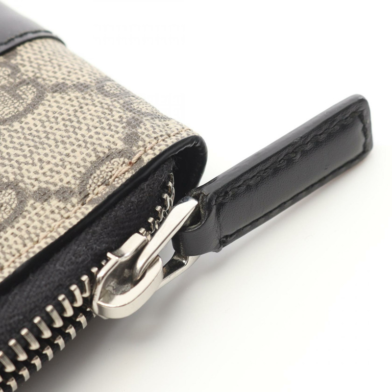 GUCCI GG Supreme 圓形皮夾 451242 帆布皮革 米色 黑色 二手 女士-6