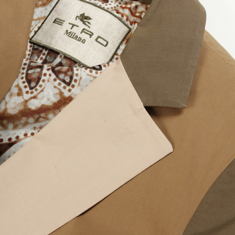 ETRO 瘋狂圖案剪裁外套 141-15095-8429 棉質米色卡其色二手女款-6