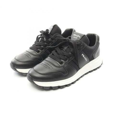 PRADA PRAX 1 運動鞋 4E3571 皮革布料黑色二手男款