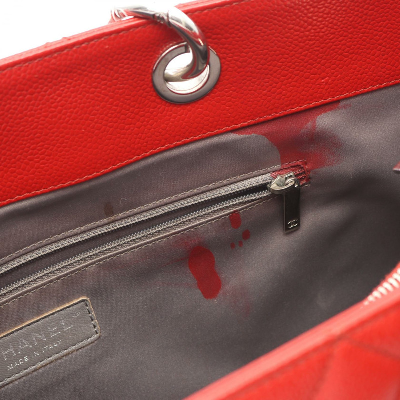 CHANEL Matelasse Grand Shopping GST XL 手提包 A66865 魚子醬皮（粒面小牛皮）紅色二手女士-6