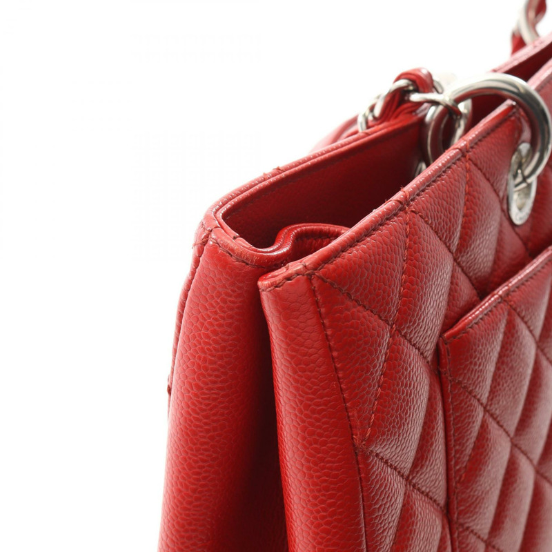 CHANEL Matelasse Grand Shopping GST XL 手提包 A66865 魚子醬皮（粒面小牛皮）紅色二手女士-9