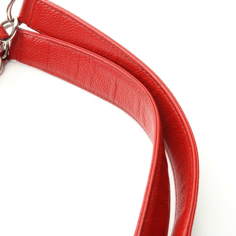 CHANEL Matelasse Grand Shopping GST XL 手提包 A66865 魚子醬皮（粒面小牛皮）紅色二手女士-10