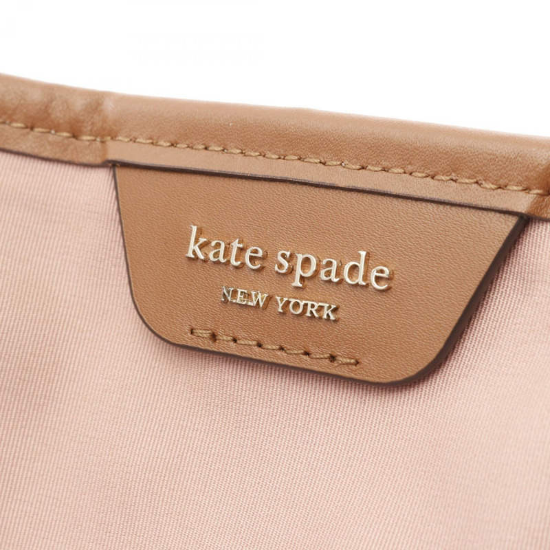 Kate Spade Spade 花條紋手提包 PXRUB272 帆布皮革粉紅卡其棕色二手女款-3