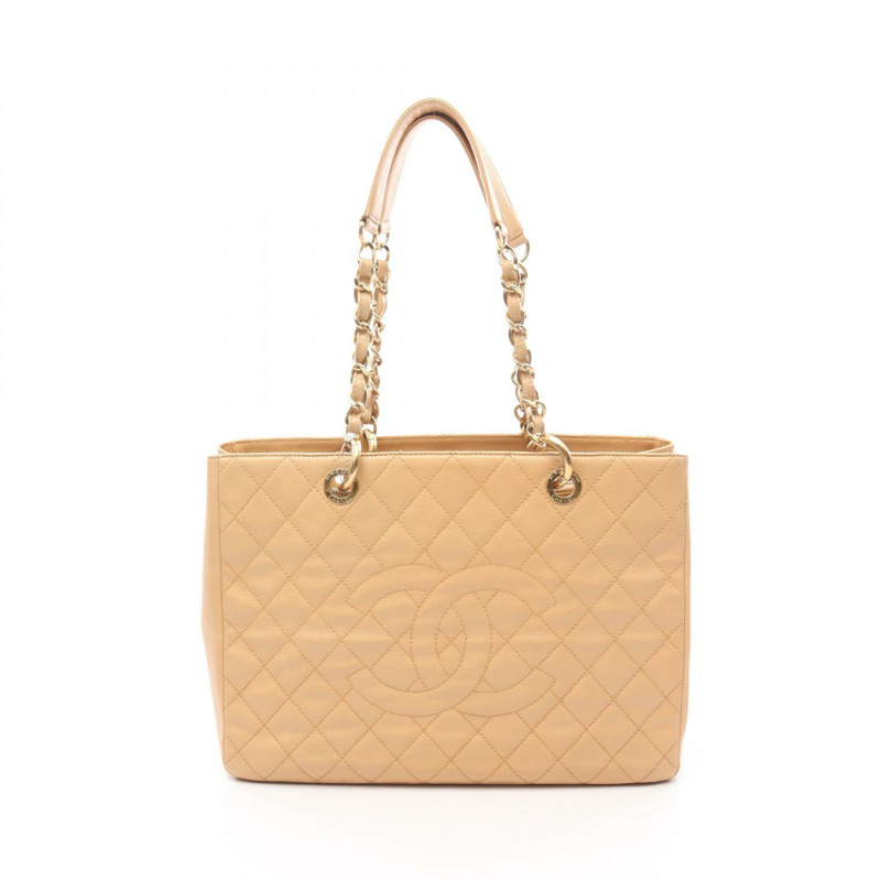 CHANEL Coco Mark Matelasse GST 鏈條單肩包 A50995 小牛皮 米色 GHW-0