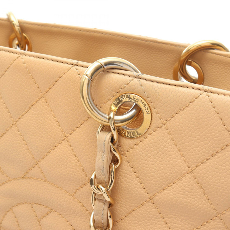 CHANEL Coco Mark Matelasse GST 鏈條單肩包 A50995 小牛皮 米色 GHW-10