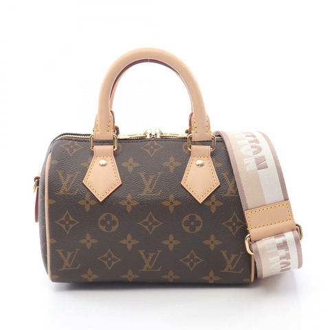 LOUIS VUITTON Speedy Bandouliere20 Monogram 米色手提包 M46222 PVC 塗層帆布皮革棕色二手女士
