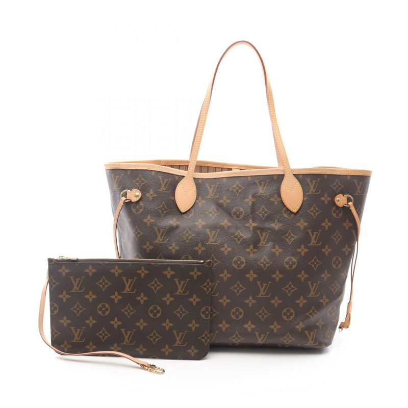 LOUIS VUITTON Neverfull 中型單肩包 M46975 字母帆布 棕色 二手-0
