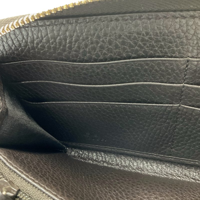 GUCCI 古馳 金屬 GG LOGO 啡色 荔枝壓紋 皮革 拉鍊長銀包-19