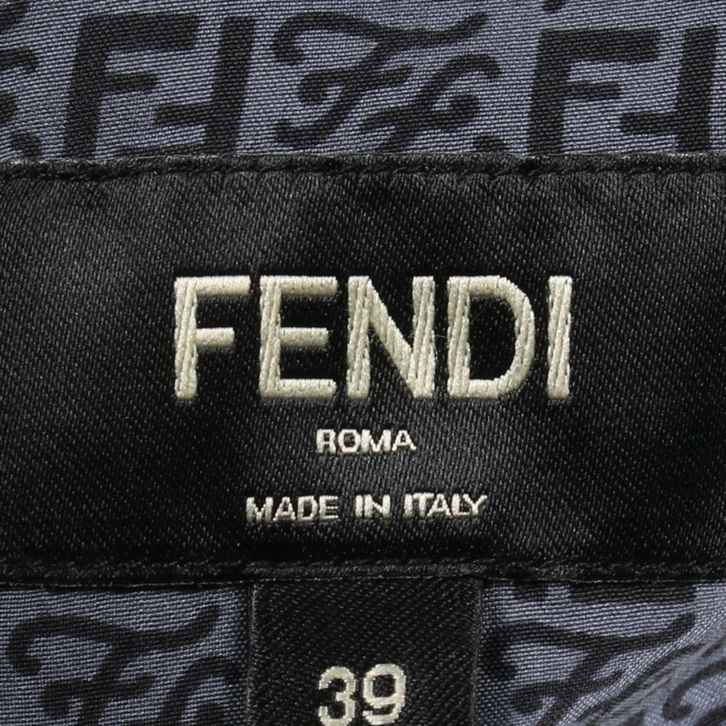 FENDI Zucca Calligraphy 長袖襯衫 FS0585 AI8P 絲灰色 二手 男款 #39-2