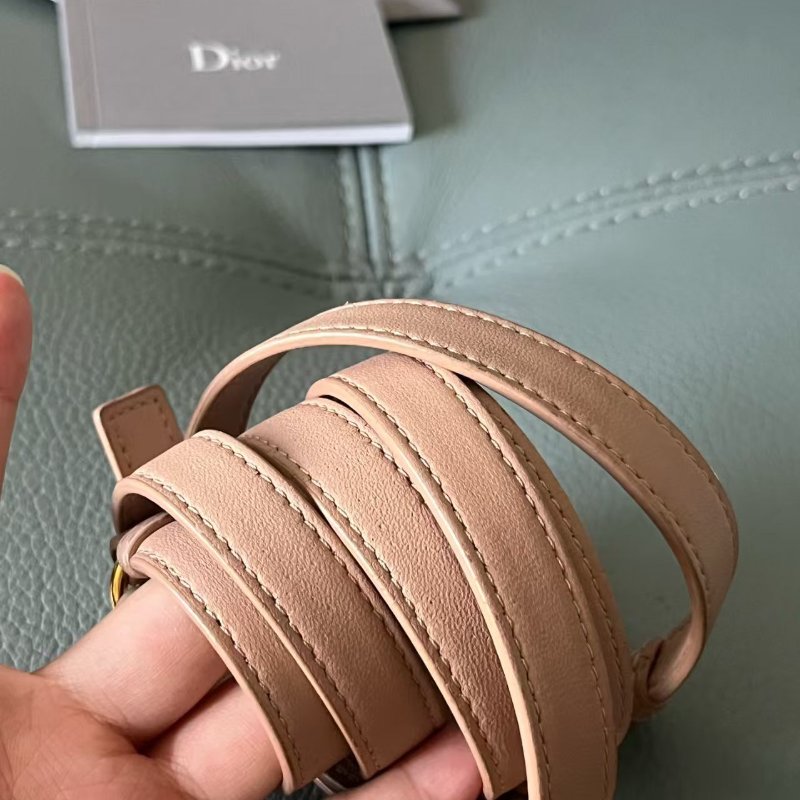 Dior 化妝盒 vanity系列盒子包 玫瑰粉色羊皮革藤格紋 肩帶款 女士斜挎單肩包-9