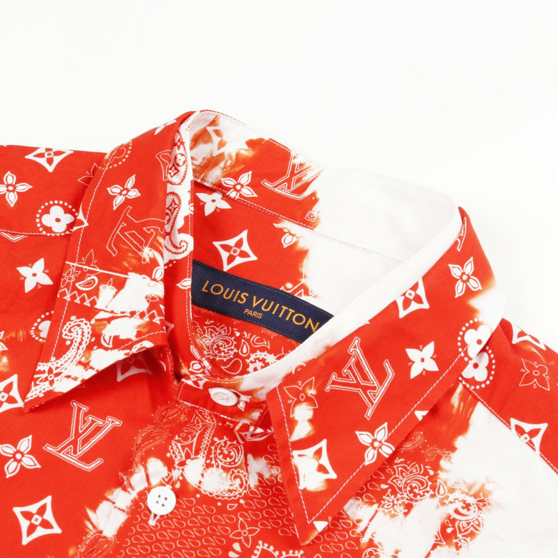 LOUIS VUITTON Monogram 頭巾 其他上衣 RM222MNWOHNS07X 棉 白色 橘色 橘色 二手 男款-6