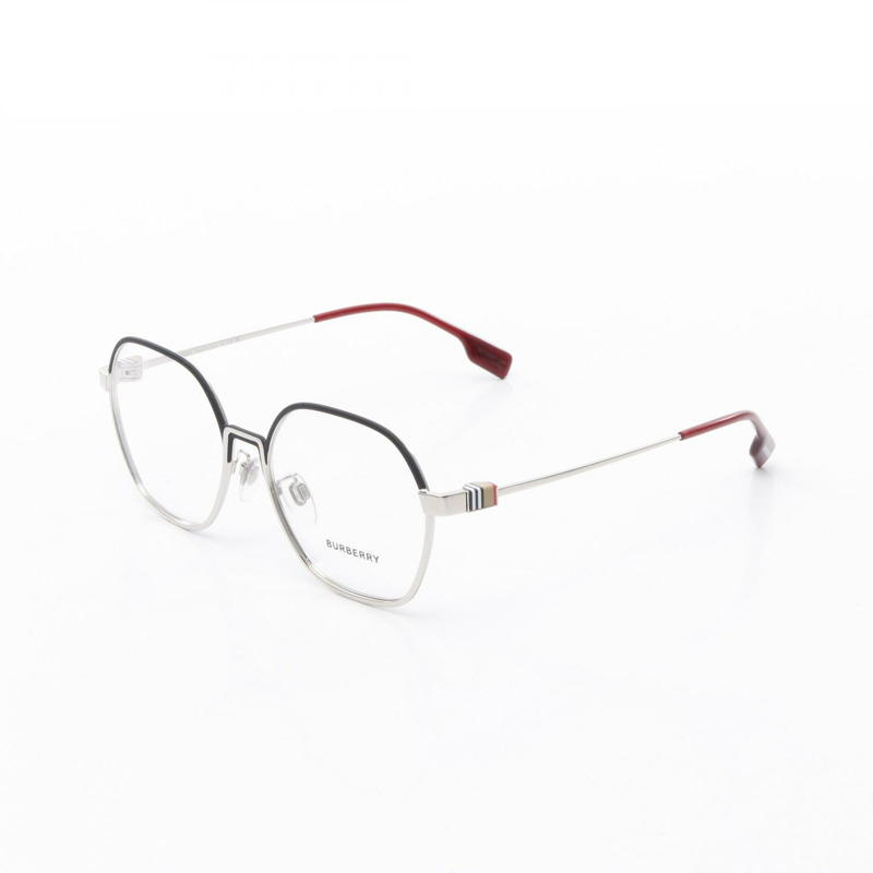 BURBERRY 日期眼鏡 B1379-D1347 塑膠/金屬 銀色 紅色 黑色 二手 女士-1