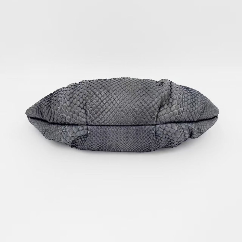 CHANEL/香奈兒 晚宴腋下包 中古款月亮包 稀有灰色蛇皮手提包-5