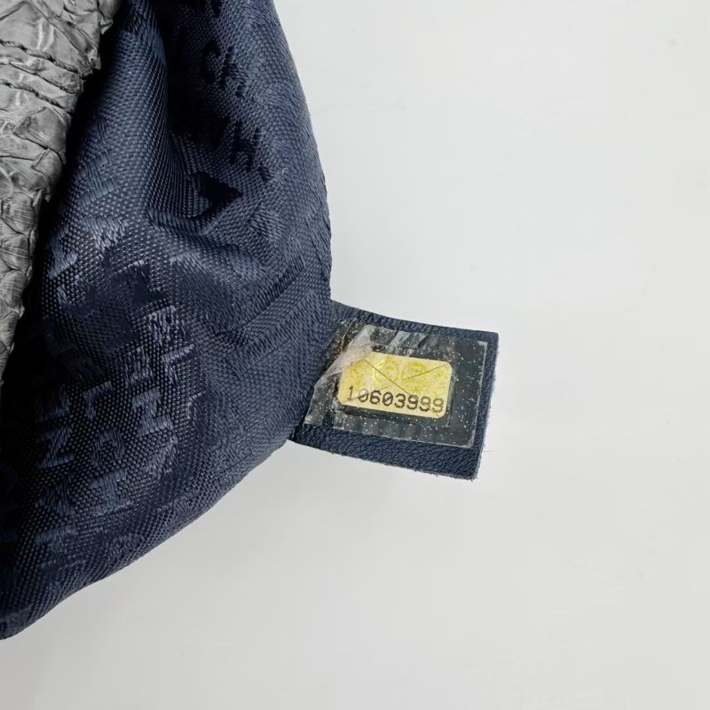 CHANEL/香奈兒 晚宴腋下包 中古款月亮包 稀有灰色蛇皮手提包-7