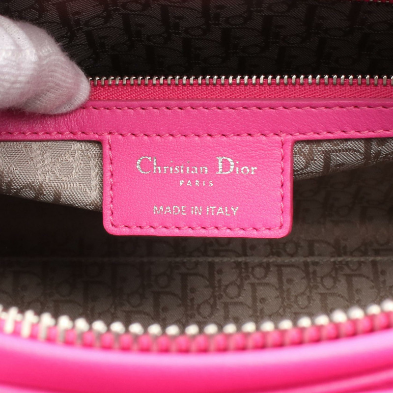 Christian Dior Lady Dior 大手提 Cannage 肩背包 皮革 粉紅色 二手-3