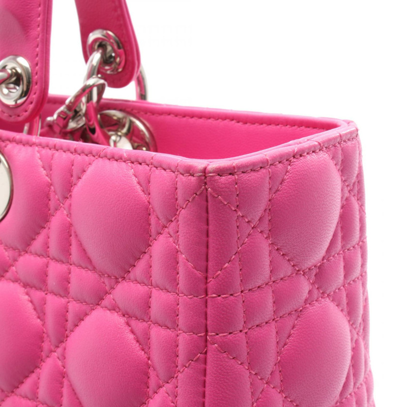 Christian Dior Lady Dior 大手提 Cannage 肩背包 皮革 粉紅色 二手-5